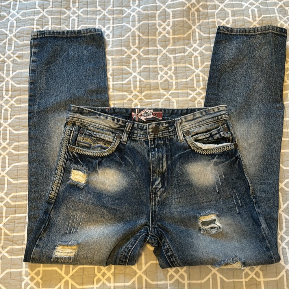 Monarchy Collection destroyed jeans and embroidered size 16 boys - Picture 2 of 7